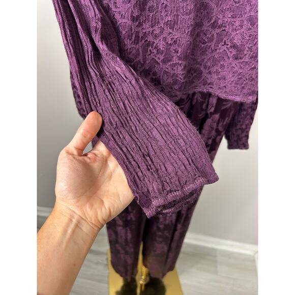CP Shades Sausalito 2 Piece Floral Pants Set Purple Medium Whimsigoth Lagenlook - Picture 7 of 9